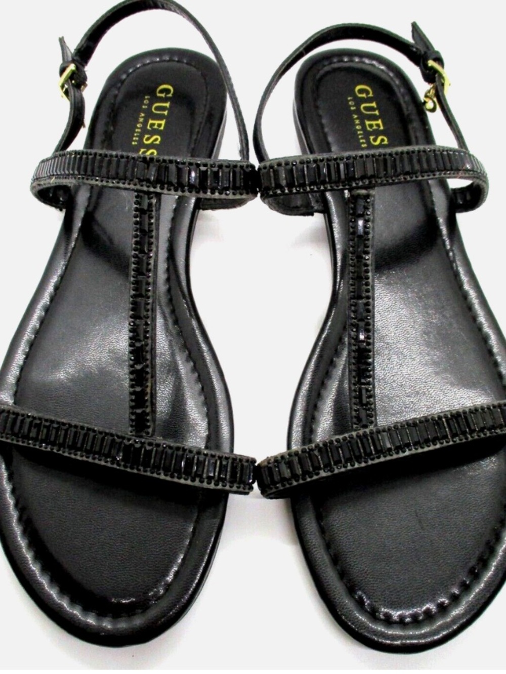 GUESS Black Strappy Rhinestone Women's Sandals size 8